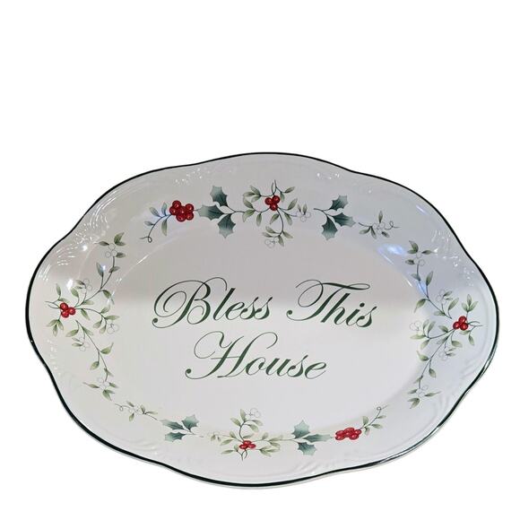 Pfaltzgraff Winterberry Bless This House Christmas Plate/Platter New in Box! - Picture 5 of 8